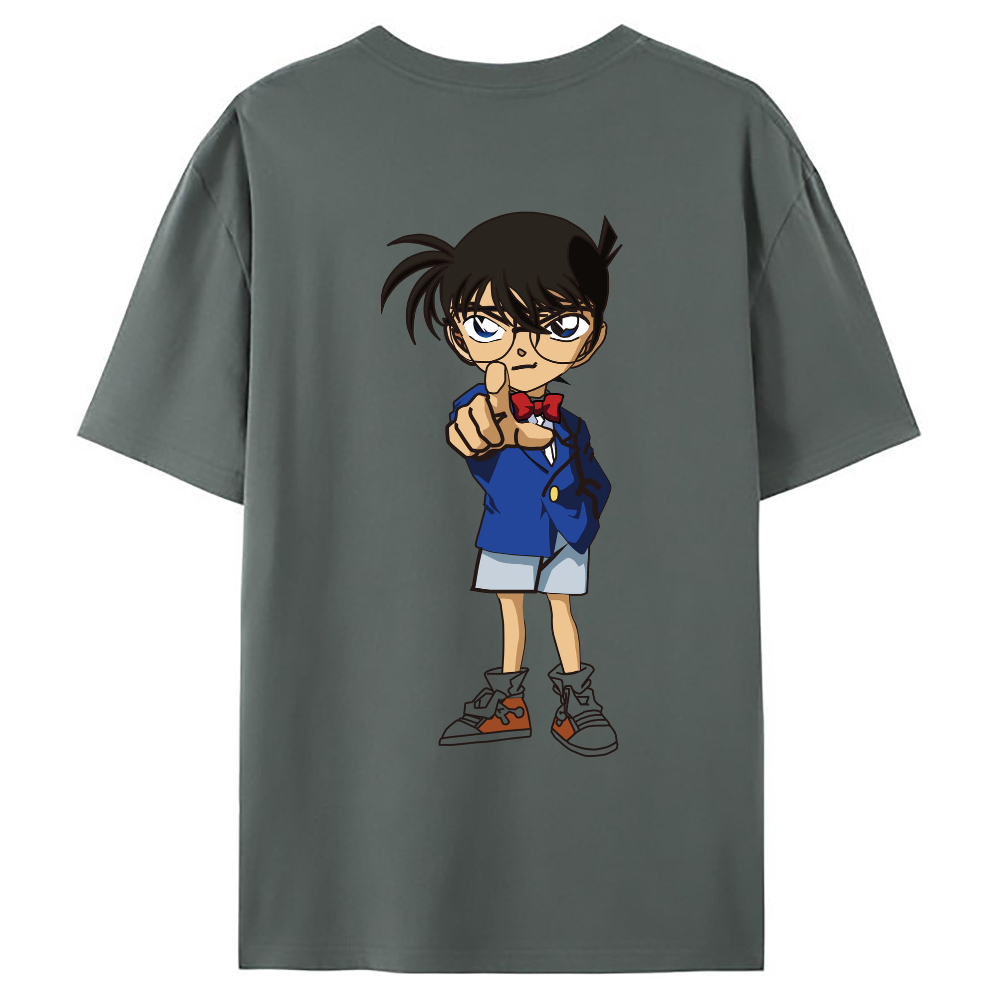 （画像用） 名探偵コナン 江戸川 コナン Detective Conan Conan Edogawa 綿100％ メンズ半袖Tシャツ（バックプリント） 通気性